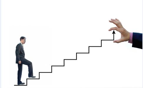 A man walking on stairs to demonstrate learning SEO in step-by-step