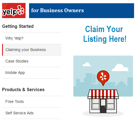 Claiming Yelp Business Listing Page